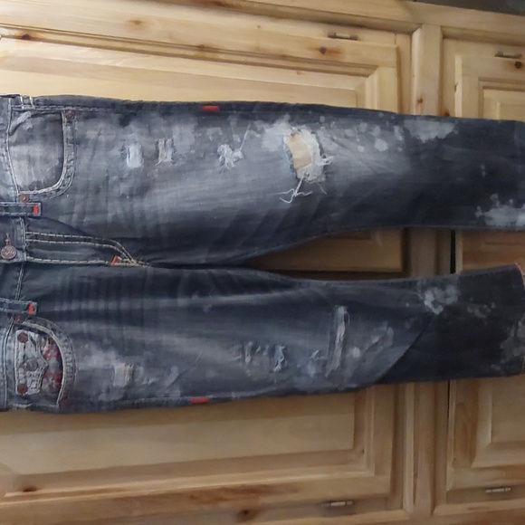 TRUE RELIGION RICKY RELAXED STRAIGHT JEANS SIZE 36 X 28 1/2 INSEAM FADED BLUE,RE - Picture 1 of 9